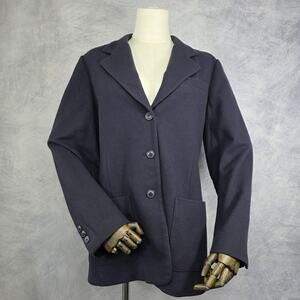 Eddie Bauer Blazer Womens Small Blue Wool Blend Classic 3 Button Pockets Jacket